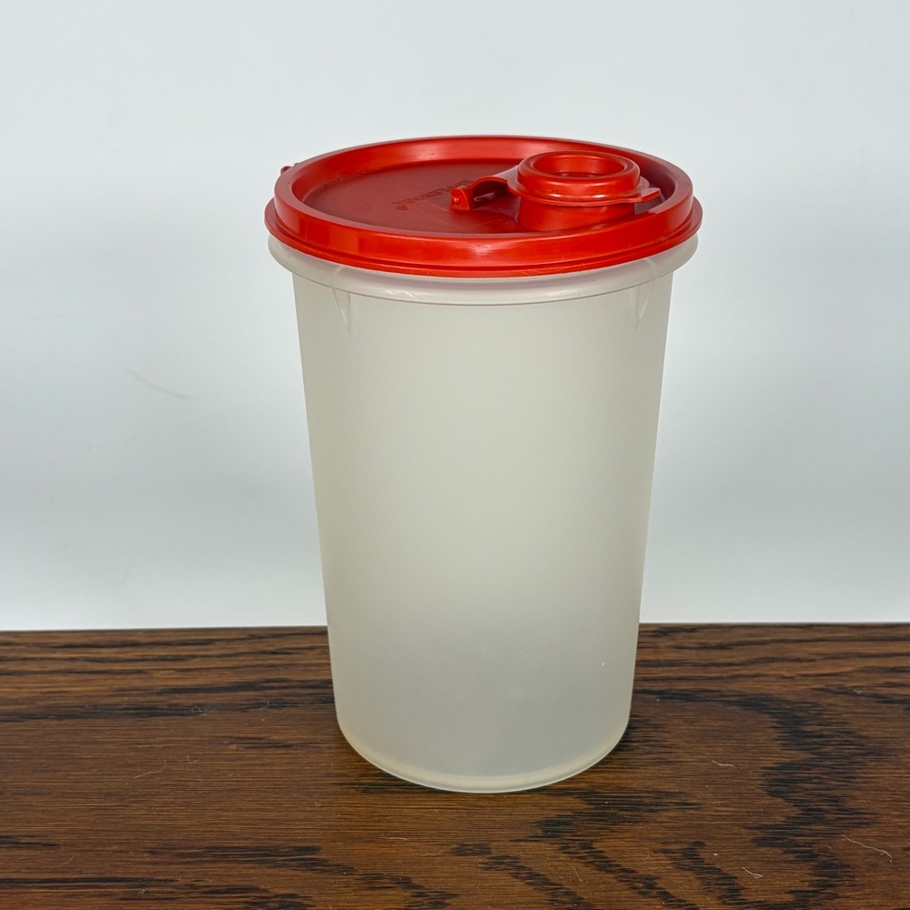 Vintage Tupperware Storage Container 321-15 with Pour Spout Lid 563-1 Red/Clear